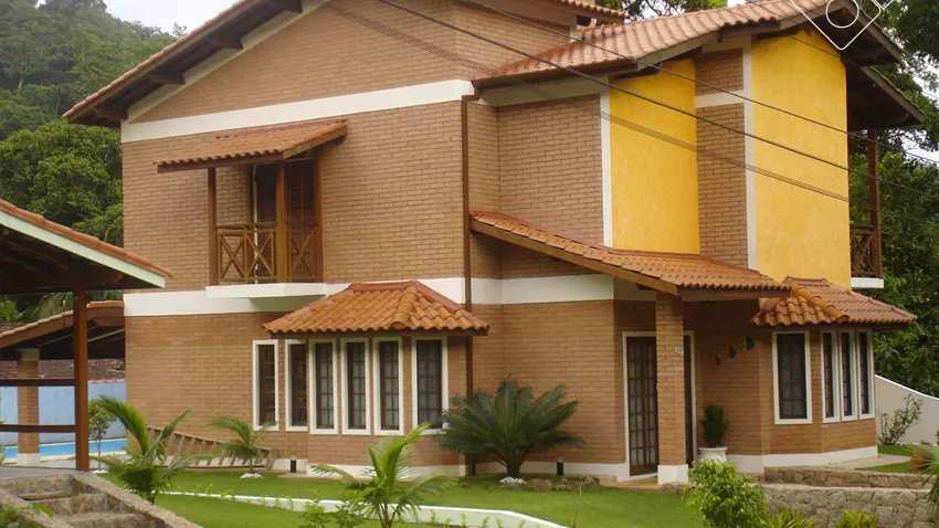 Finished house built with ecological bricks